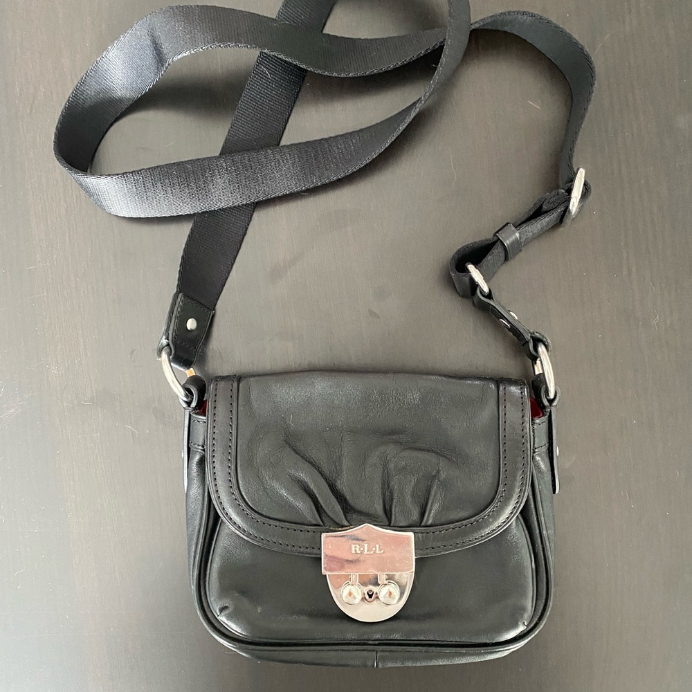 Lauren Ralph Lauren Black Leather Crossbody Bag